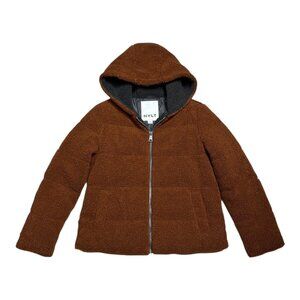 NVLT Sherpa Fleece Brown Streetwear Teddy Jacket Winter Parka Coat Womens Small